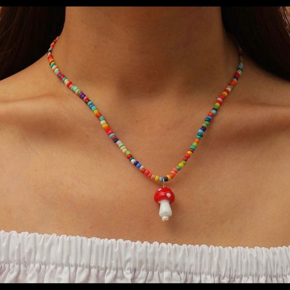 Beaded Mushroom Necklace